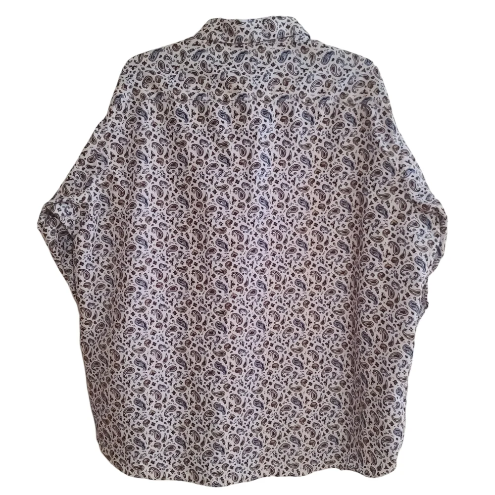Men's Paisley Dress Shirt - White and Brown - 3XL - Picture 4 of 12